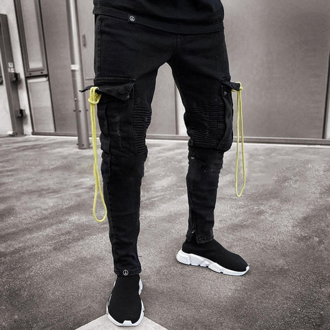 2019 New Men Jeans Slim Racer Biker Jeans Fashion Hiphop Skinny Jeans For Men Denim skinny jeans men