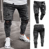 2019 Jeans Men Spring MenClothes Denim Pants Distressed  Slim Fit Casual Trousers Stretch Ripped Jeans